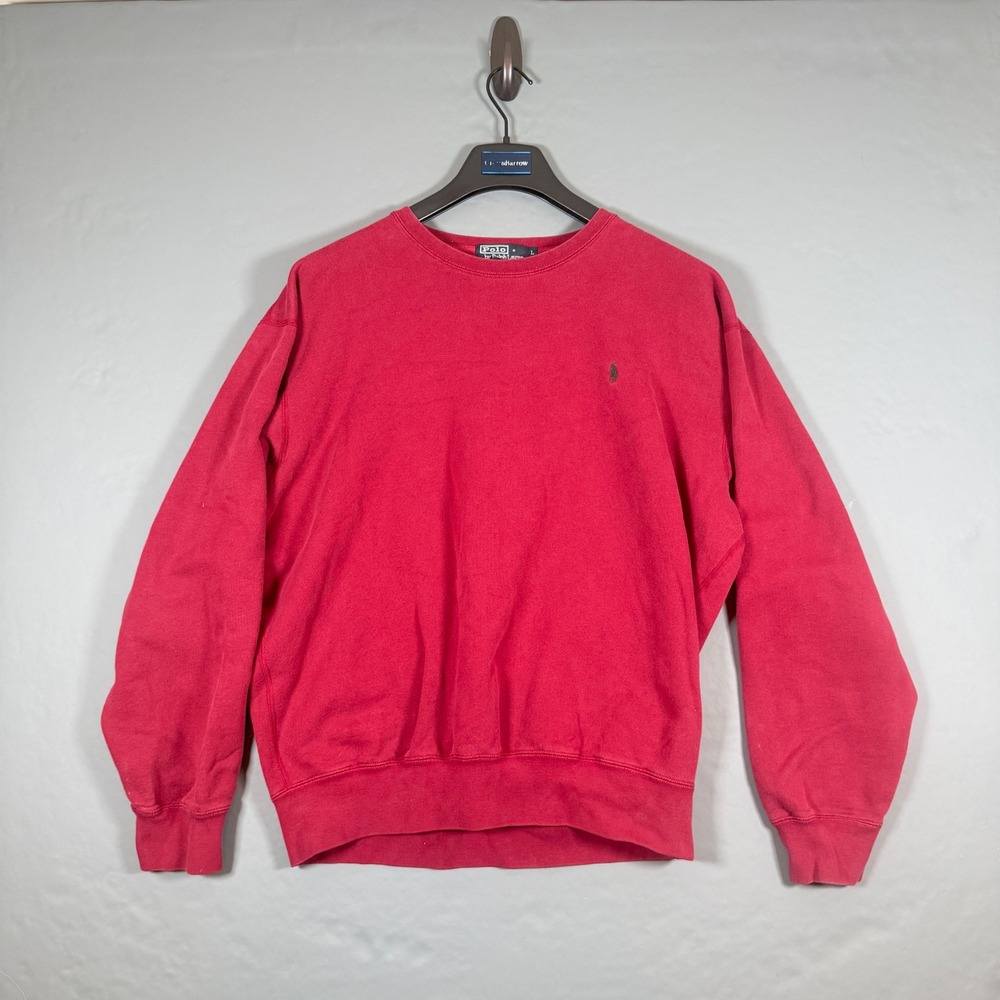 Vintage 90s Polo Ralph Lauren Jumper Sweatshirt Adult L‎ Red Embroidered